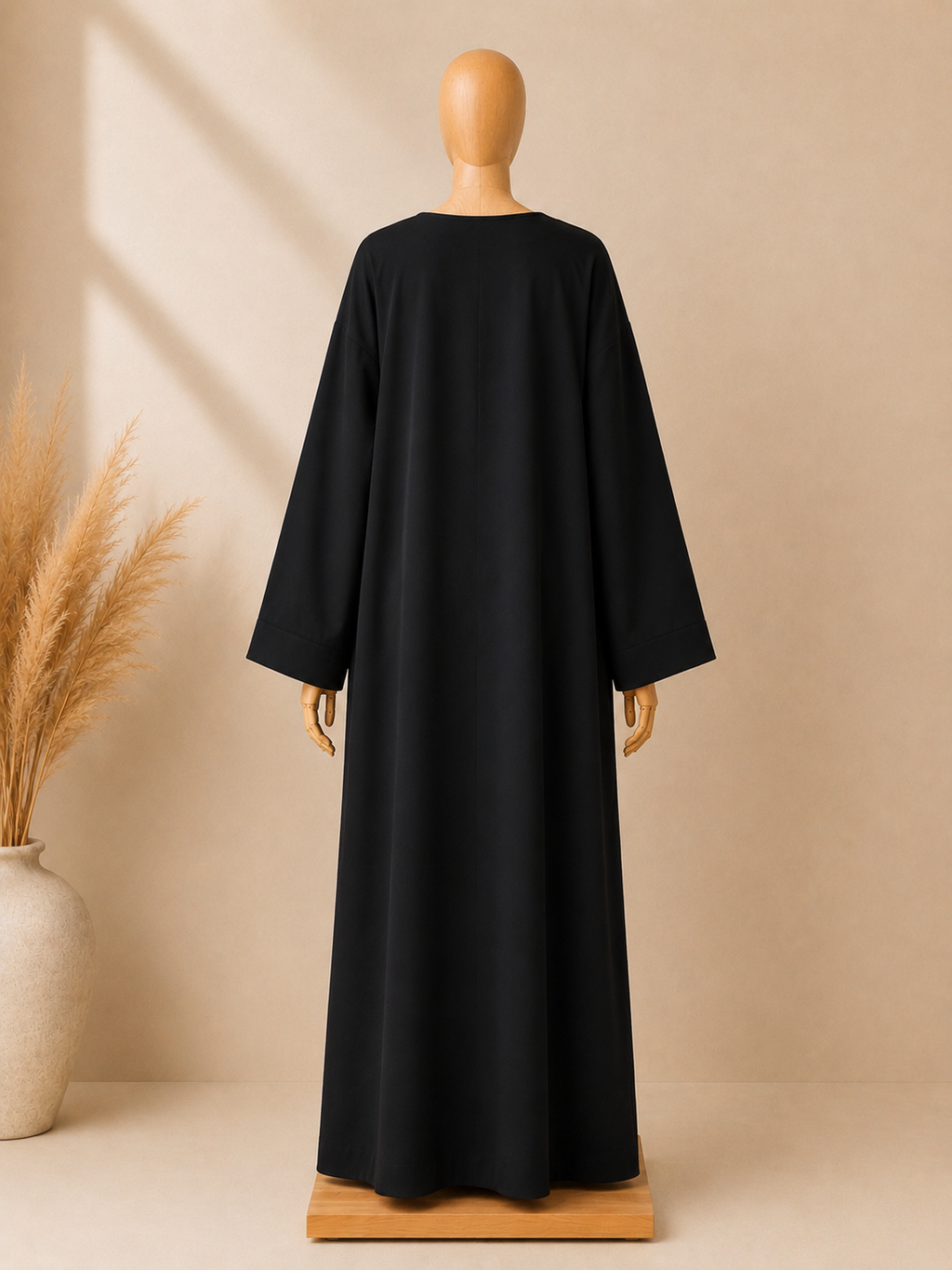 Abaya Signature Noire et Taupe – Coupe Oversize Fluide & Élégance Intemporelle