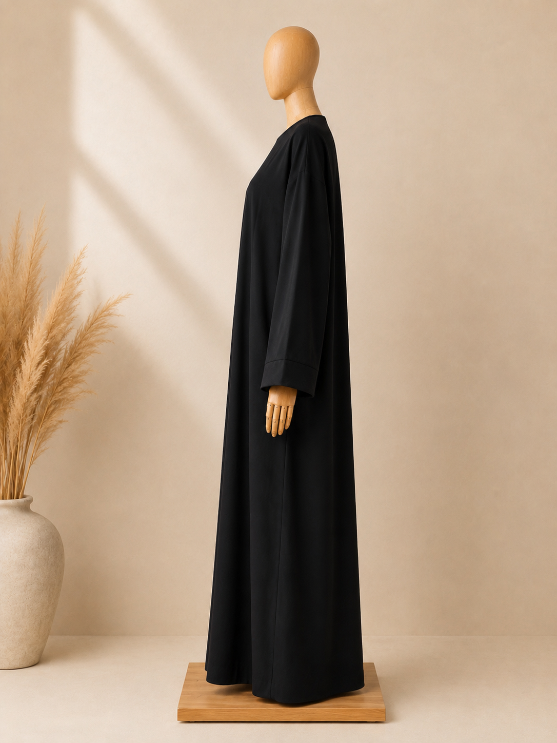 Abaya Signature Noire et Taupe – Coupe Oversize Fluide & Élégance Intemporelle