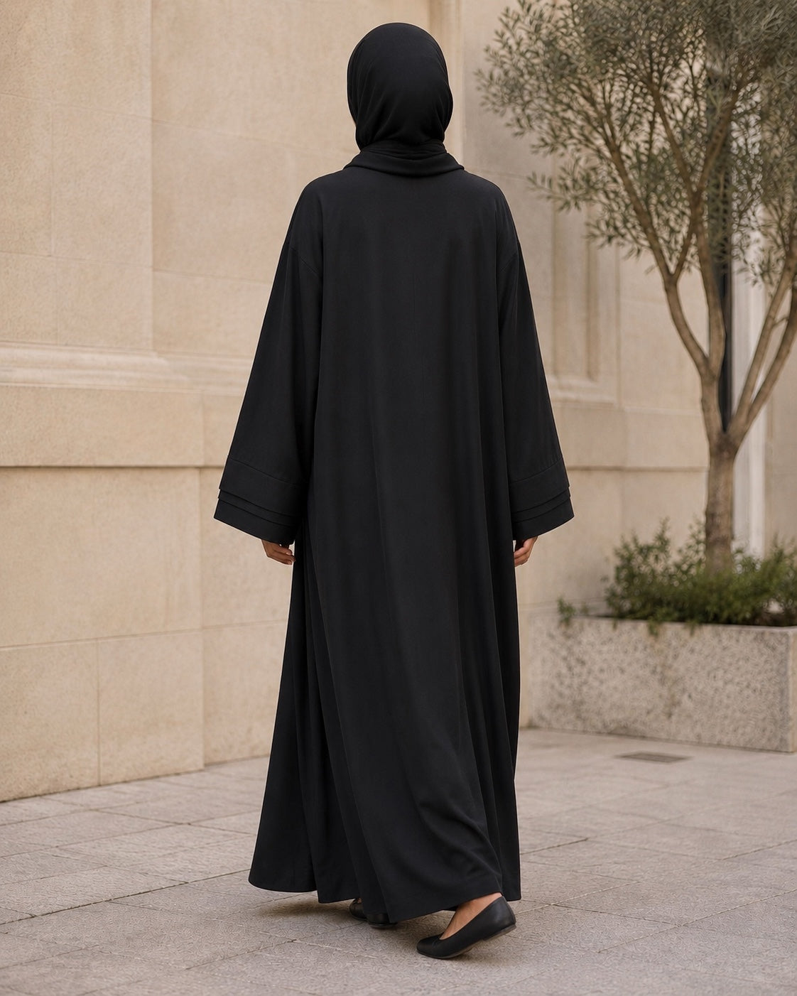 Abaya femme oversize — Manches larges, légère et élégante | Noir & Beige