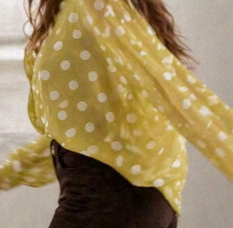 Chemise femme à pois transparente — Col chemisier, manches longues, chic