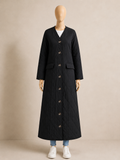 Manteau Matelassé Long Noir — Silhouette Oversize Premium