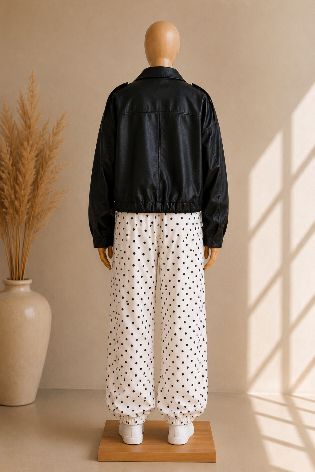 Veste Oversize en Similicuir Noir – Coupe Structurée & Élégance Urbaine