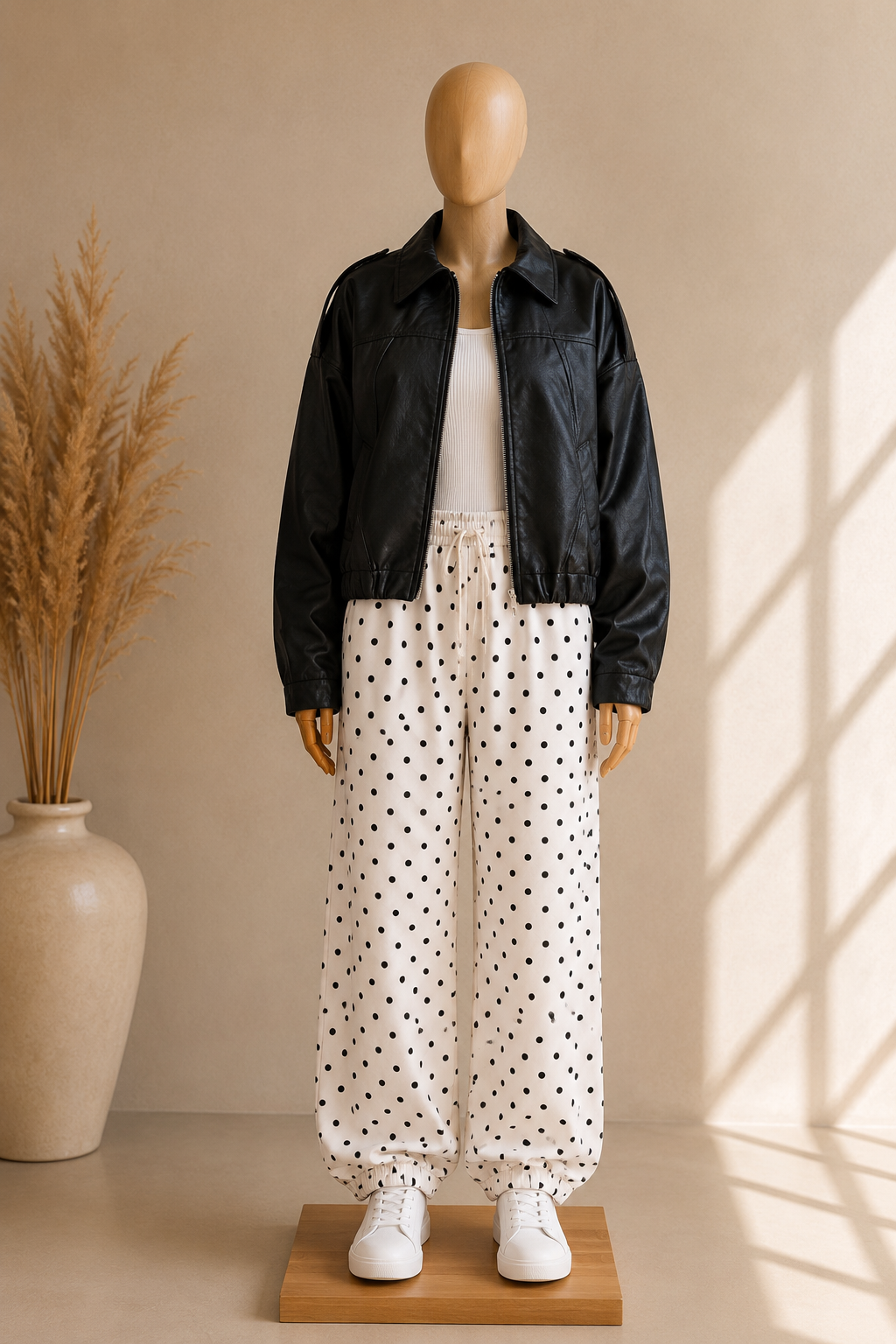 Veste Oversize en Similicuir Noir – Coupe Structurée & Élégance Urbaine