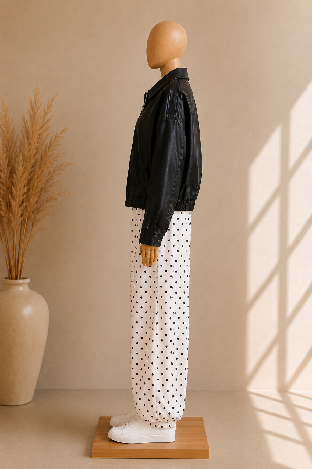 Veste Oversize en Similicuir Noir – Coupe Structurée & Élégance Urbaine
