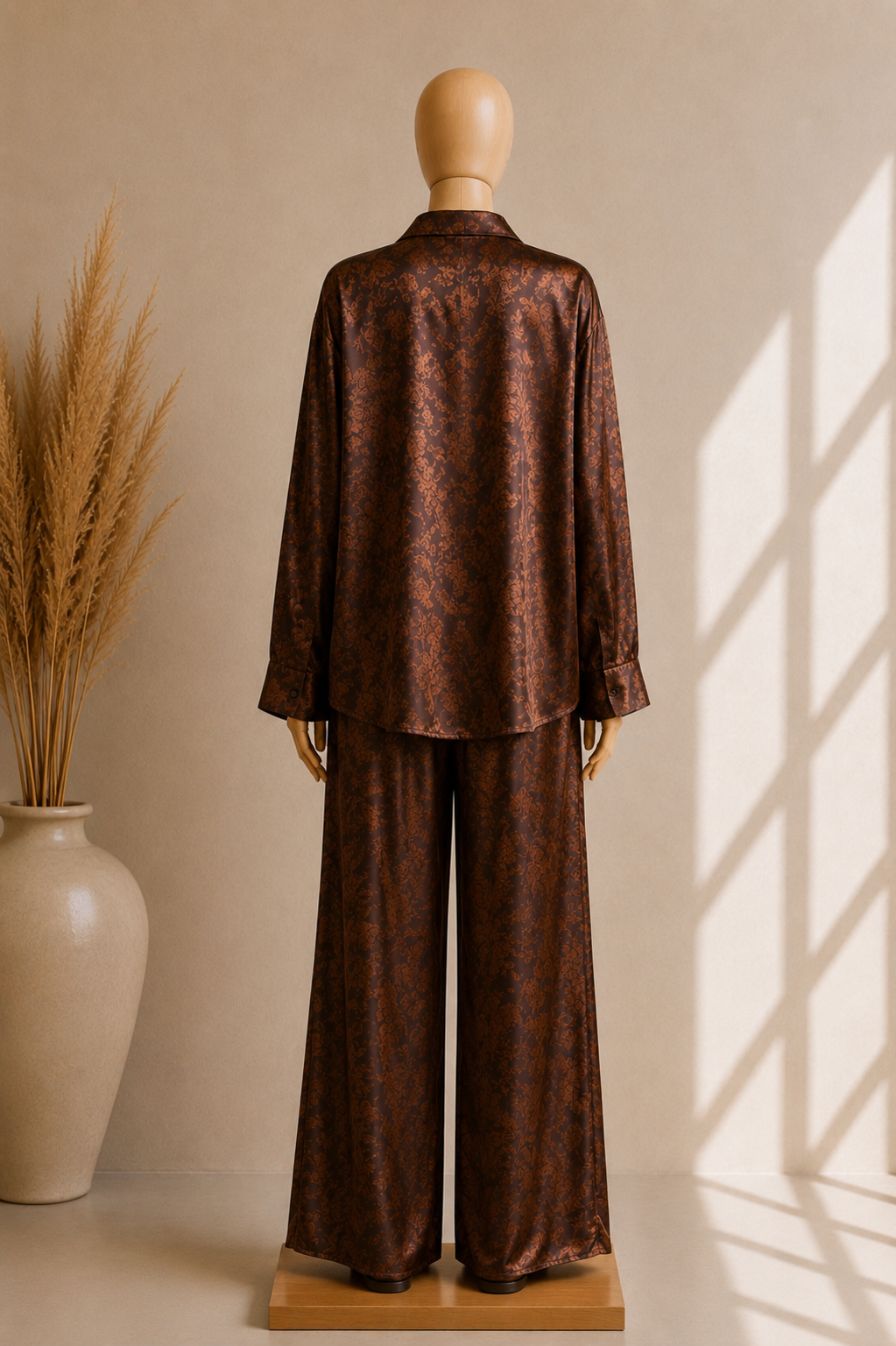 Ensemble Satin Texturé – Silhouette Oversize Élégante