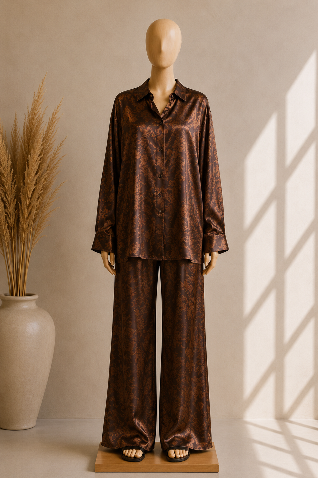 Ensemble Satin Texturé – Silhouette Oversize Élégante