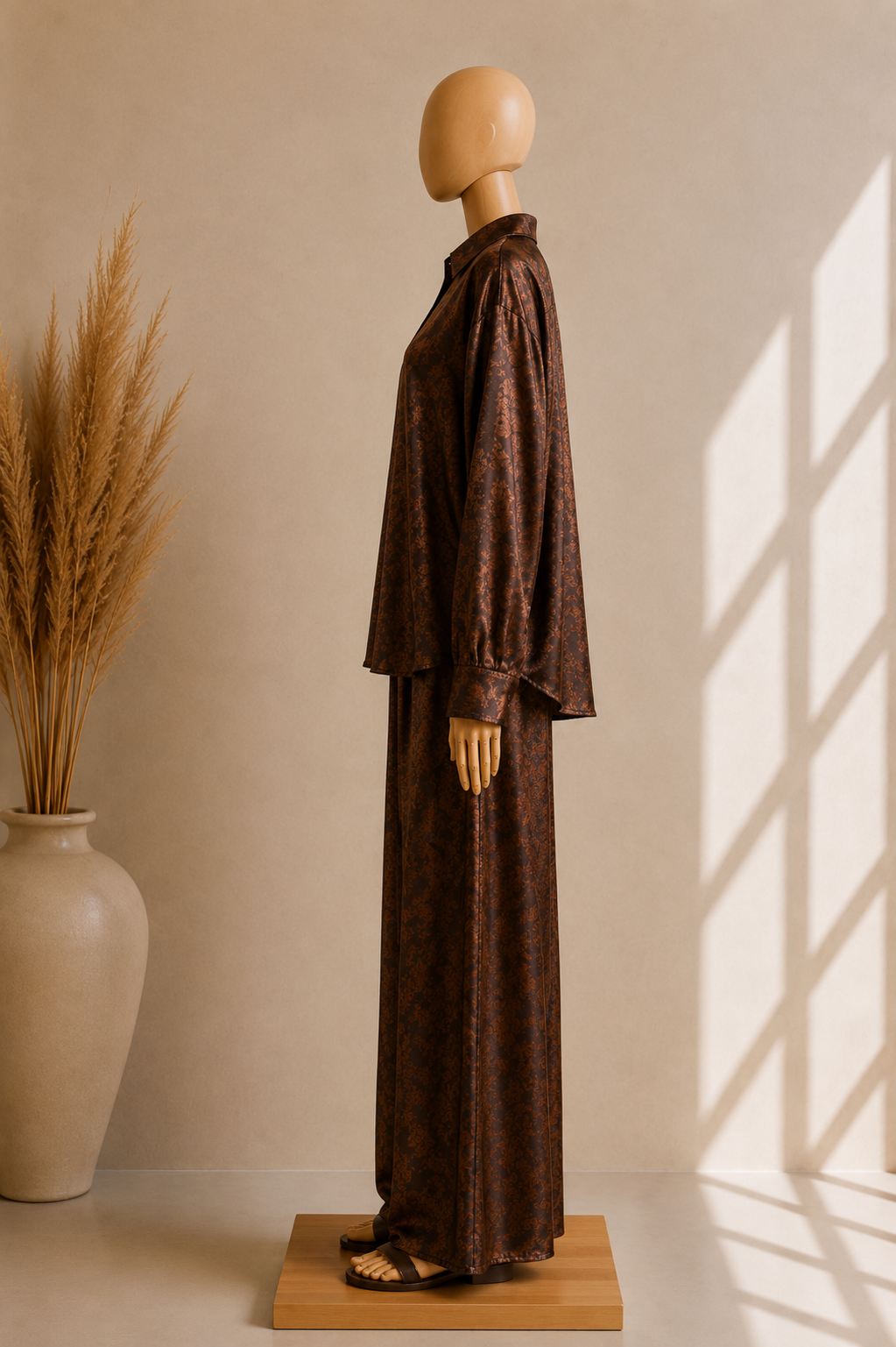 Ensemble Satin Texturé – Silhouette Oversize Élégante