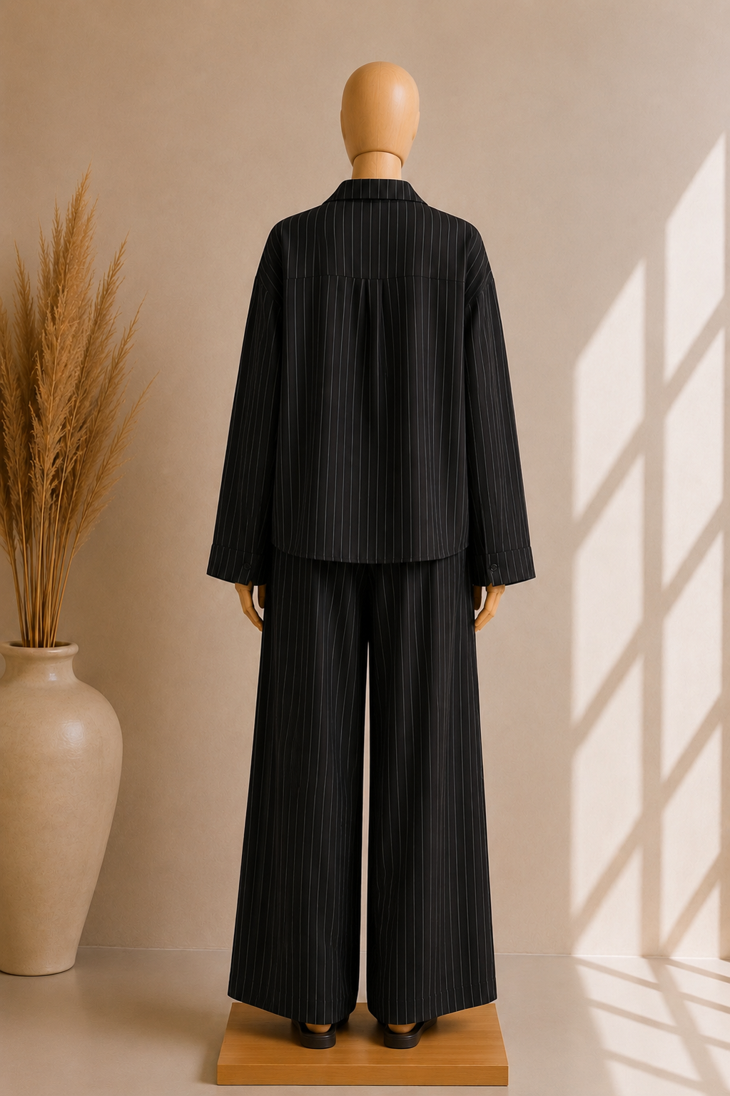 Ensemble Rayé Signature – Chemise Ample & Pantalon Fluide