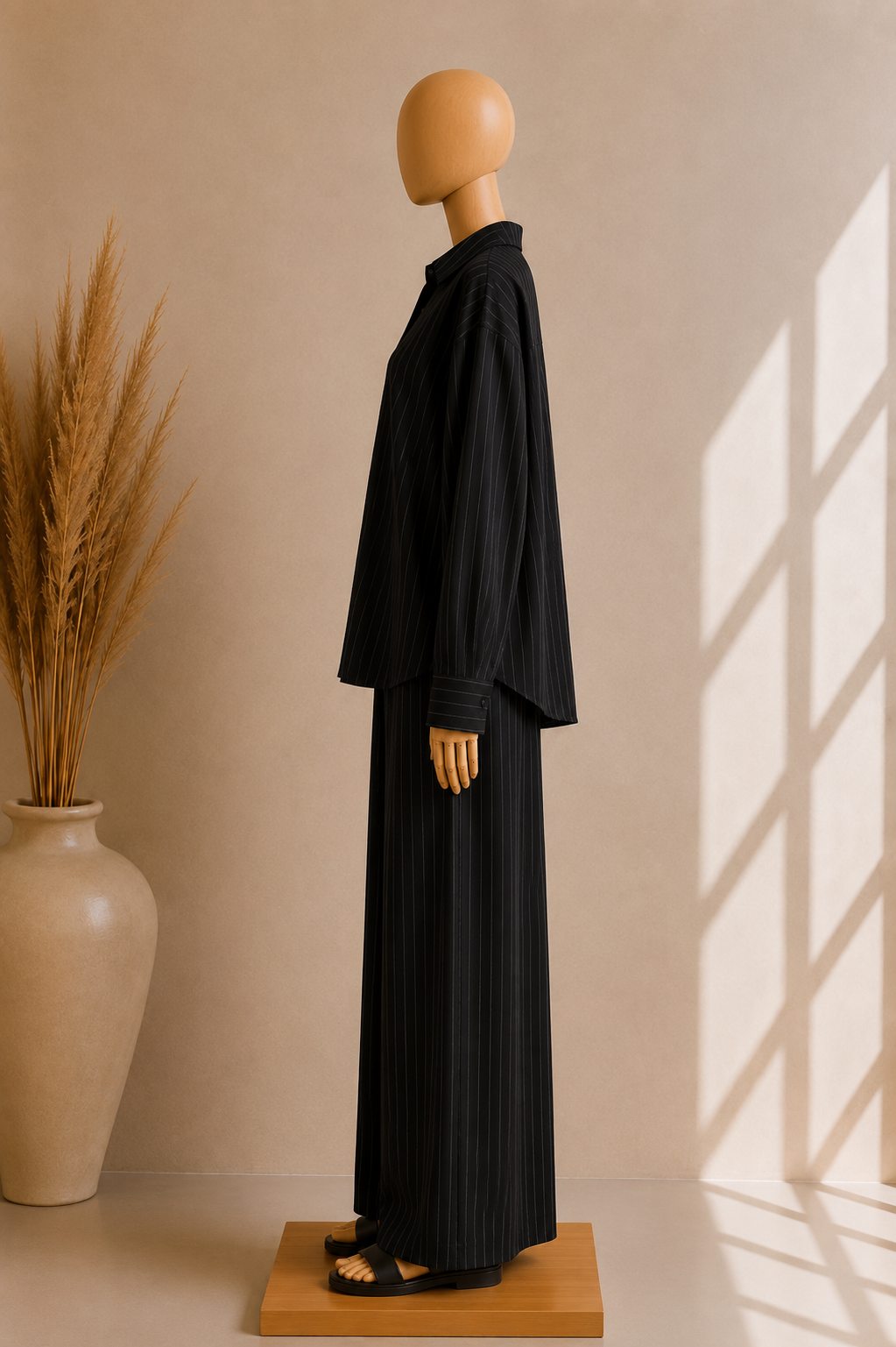Ensemble Rayé Signature – Chemise Ample & Pantalon Fluide