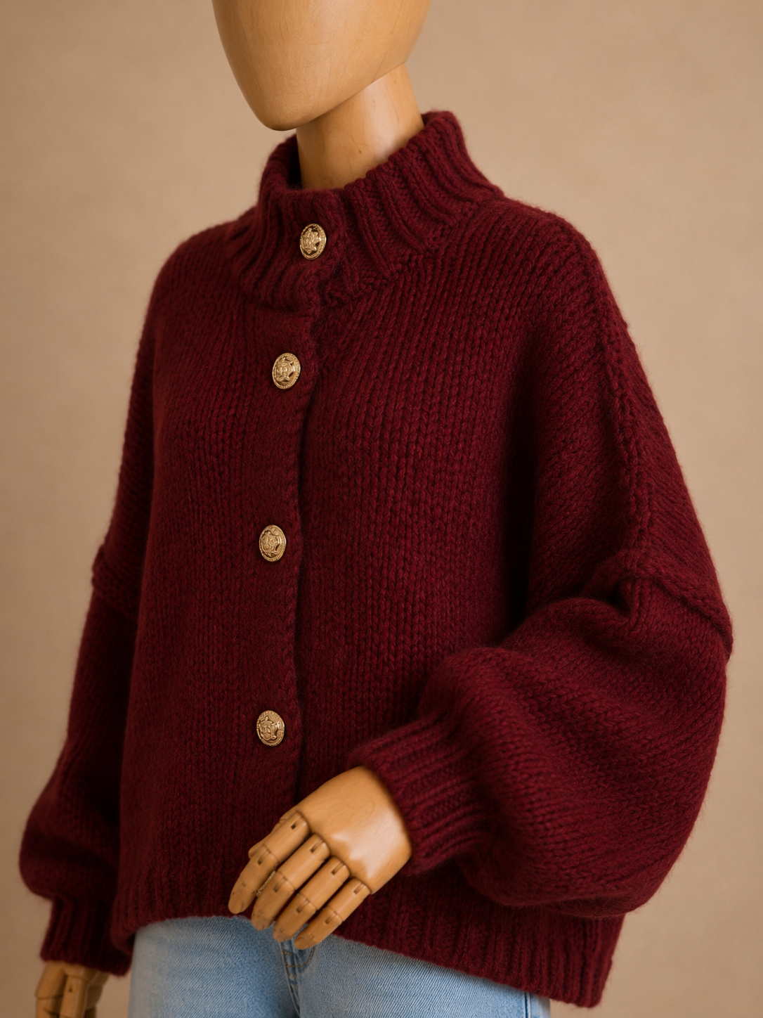 Gilet Oversize en Laine – Boutons Dorés Signature