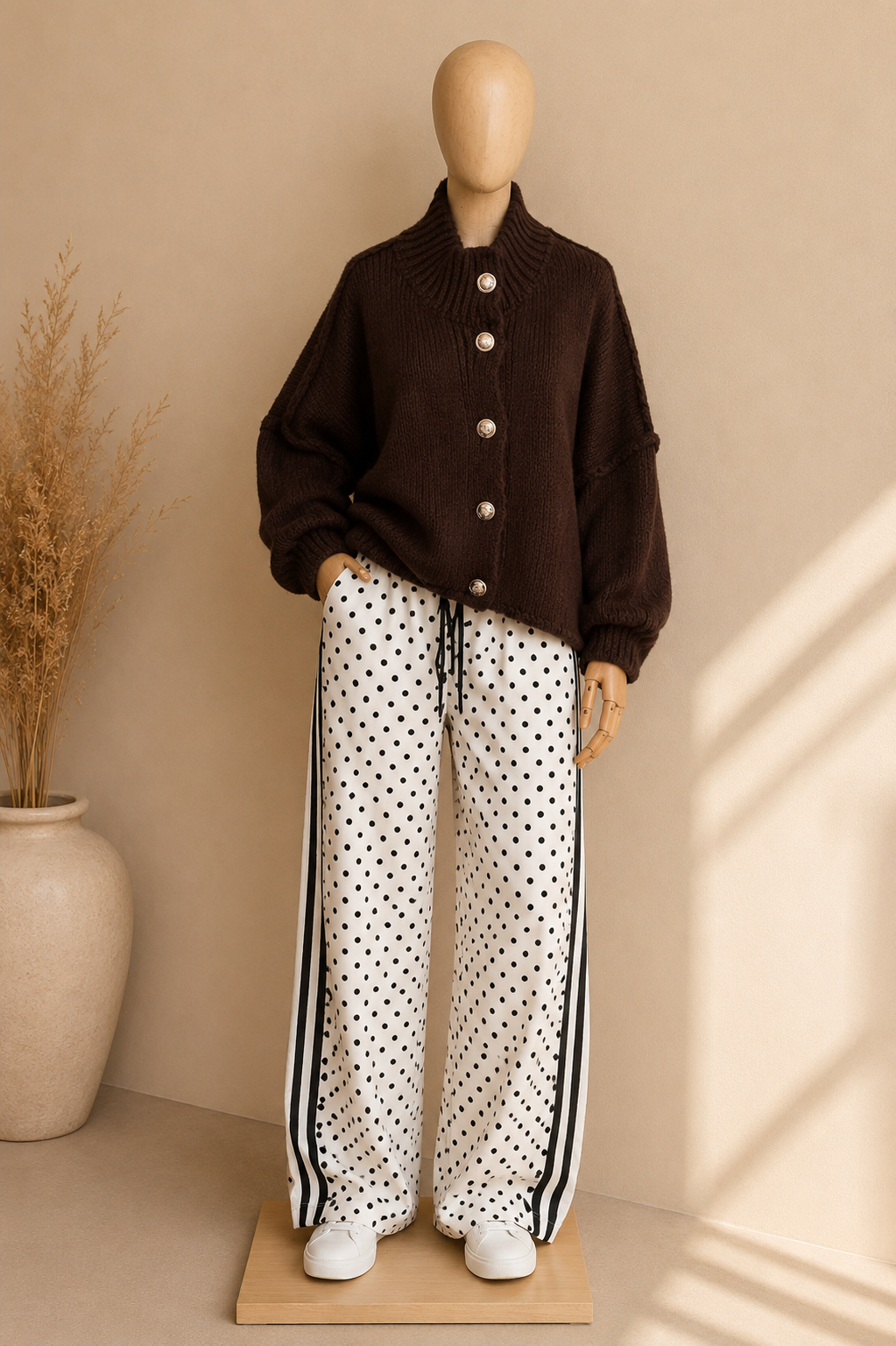 Gilet Oversize en Laine – Boutons Dorés Signature