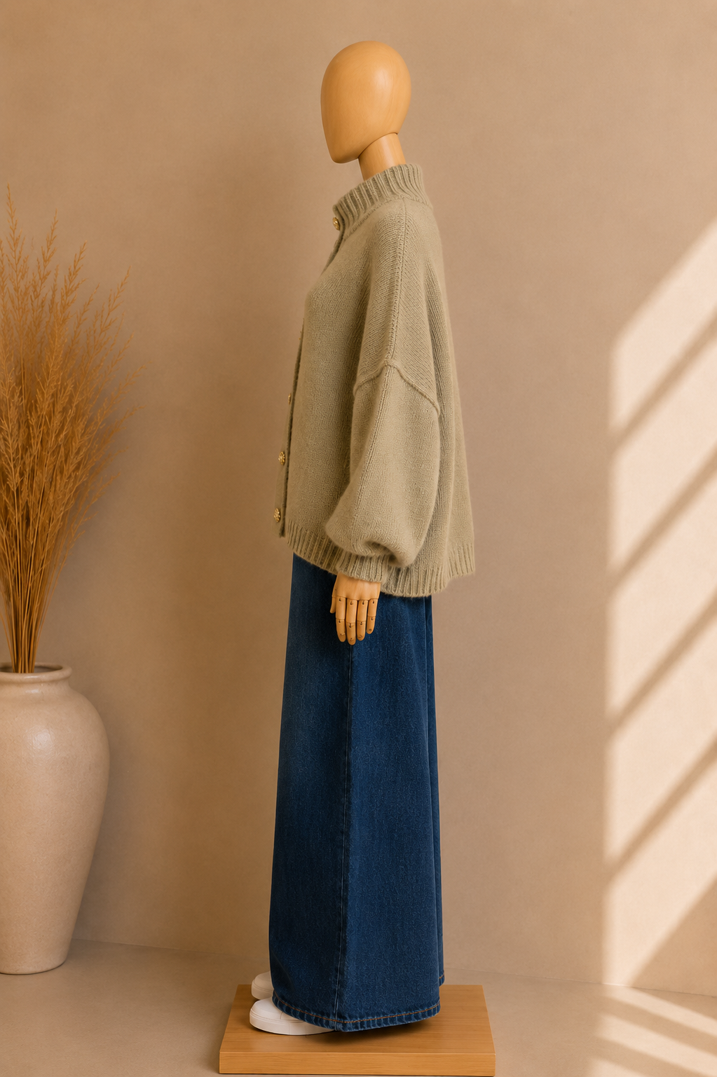 Gilet Oversize en Laine – Boutons Dorés Signature