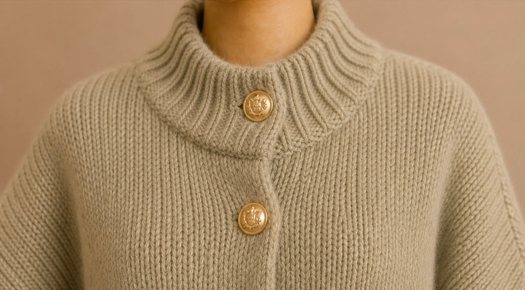 Gilet Oversize en Laine – Boutons Dorés Signature