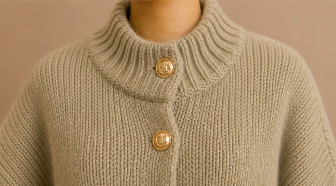 Gilet Oversize en Laine – Boutons Dorés Signature