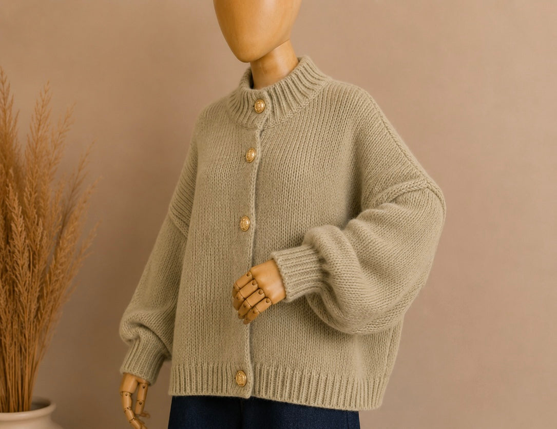 Gilet Oversize en Laine – Boutons Dorés Signature