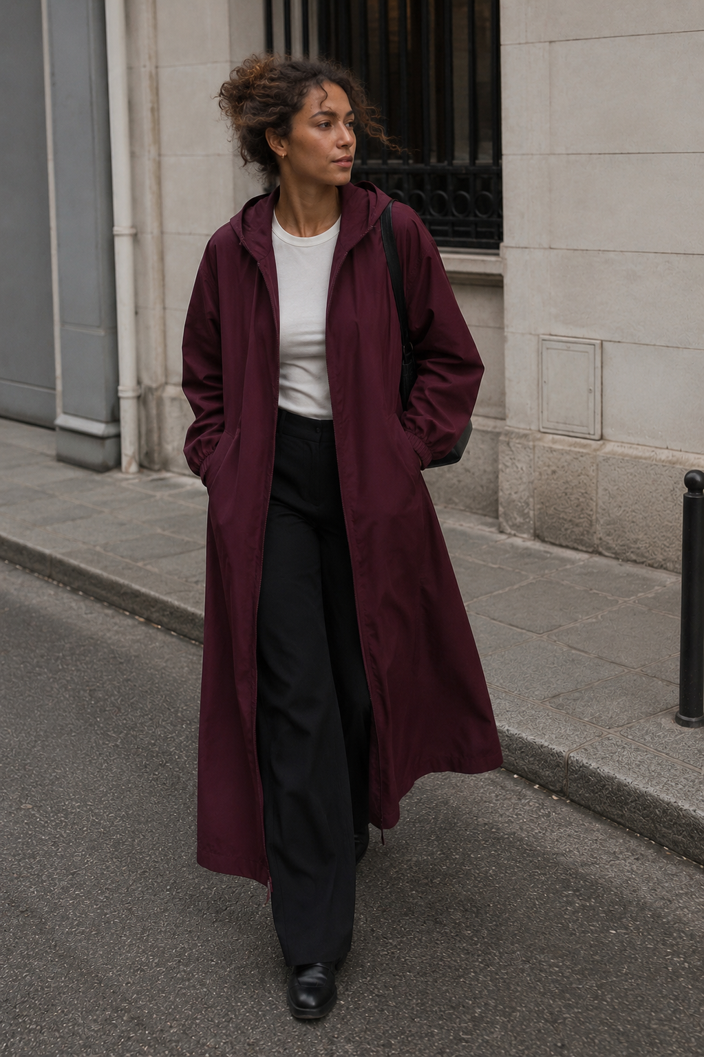 Imperméable long oversize – Bordeaux