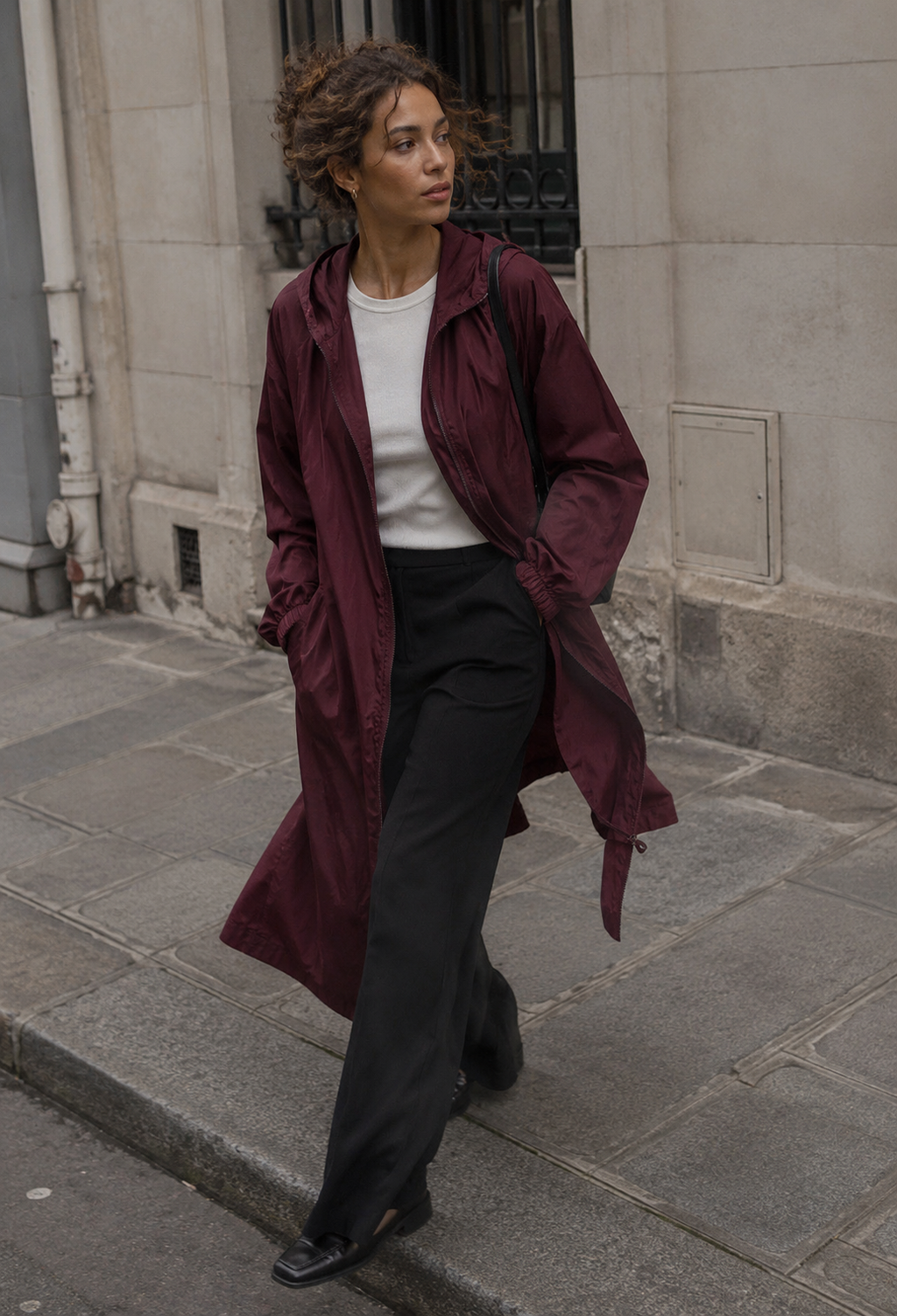Imperméable long oversize – Bordeaux