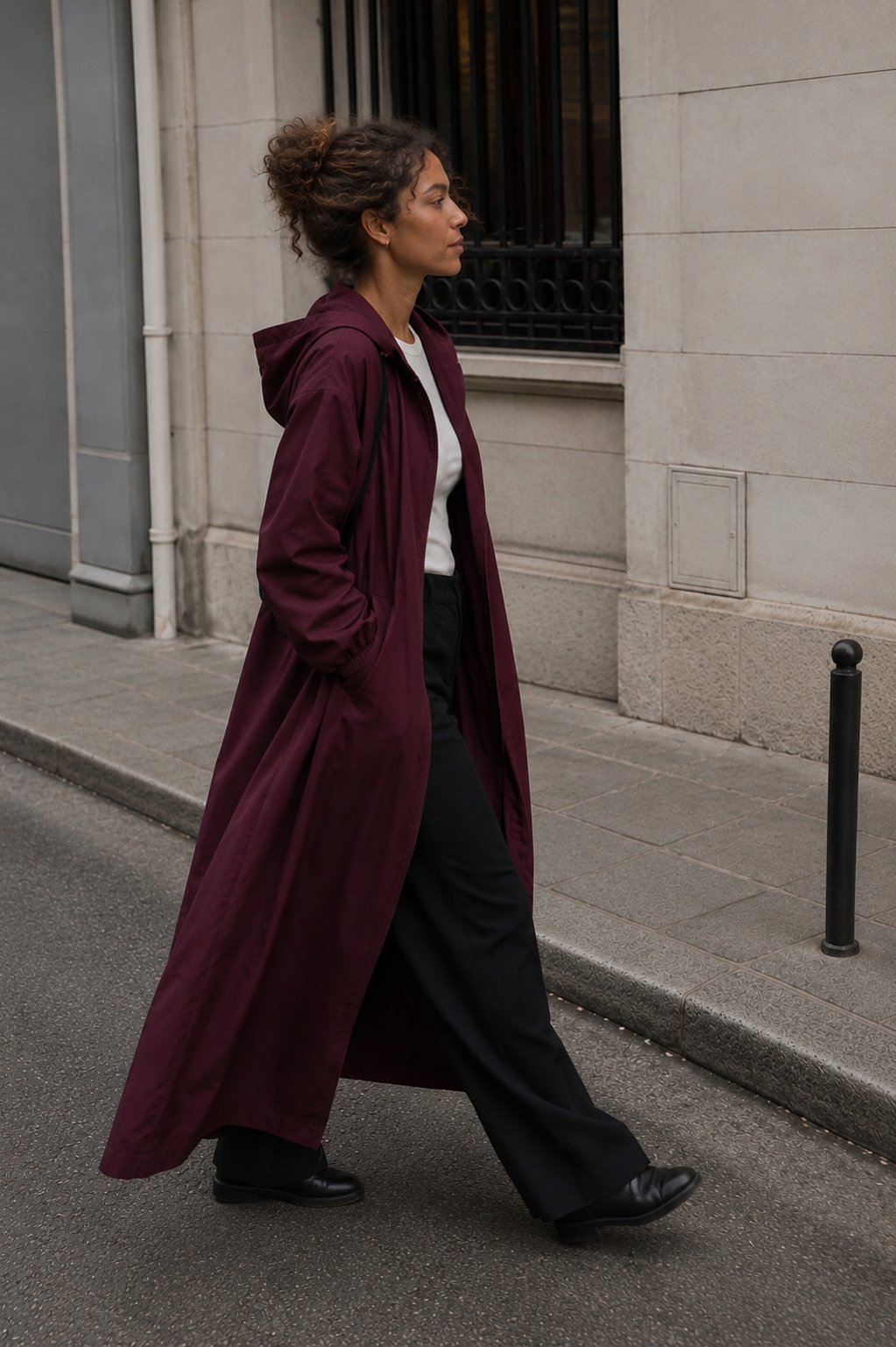 Imperméable long oversize – Bordeaux