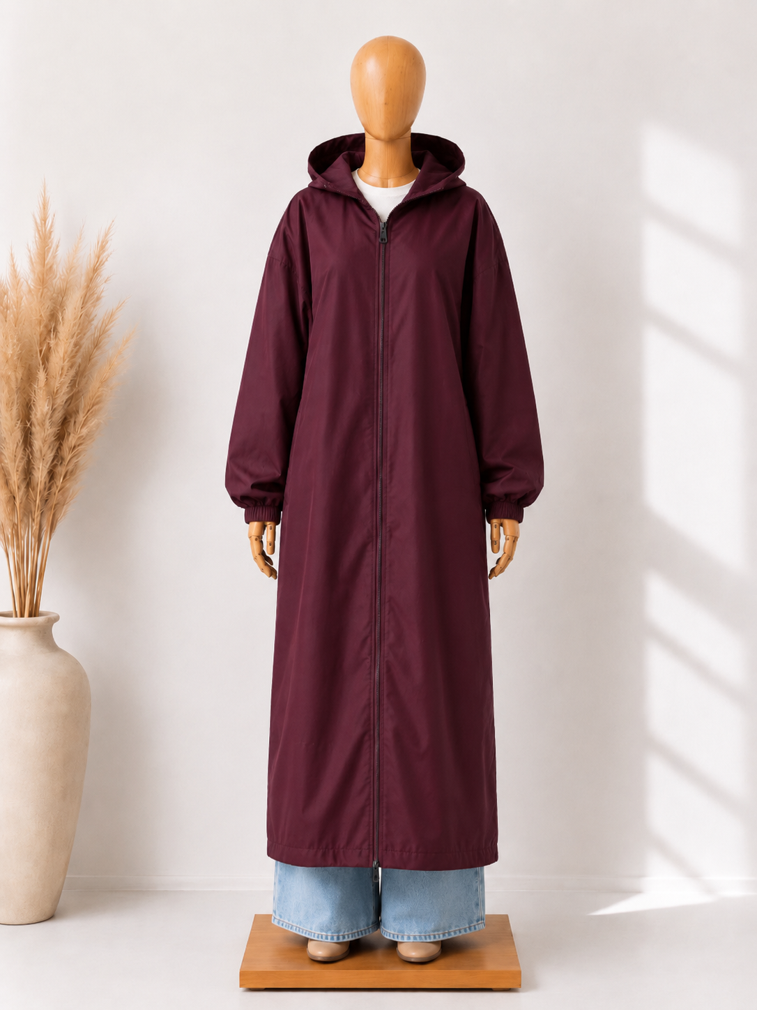 Imperméable long oversize – Bordeaux profond