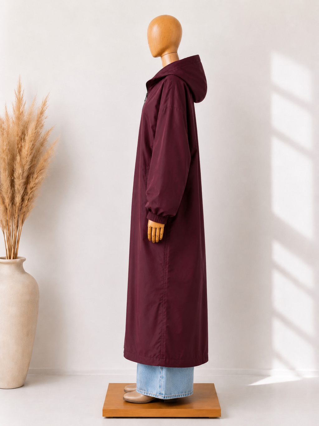 Imperméable long oversize – Bordeaux profond