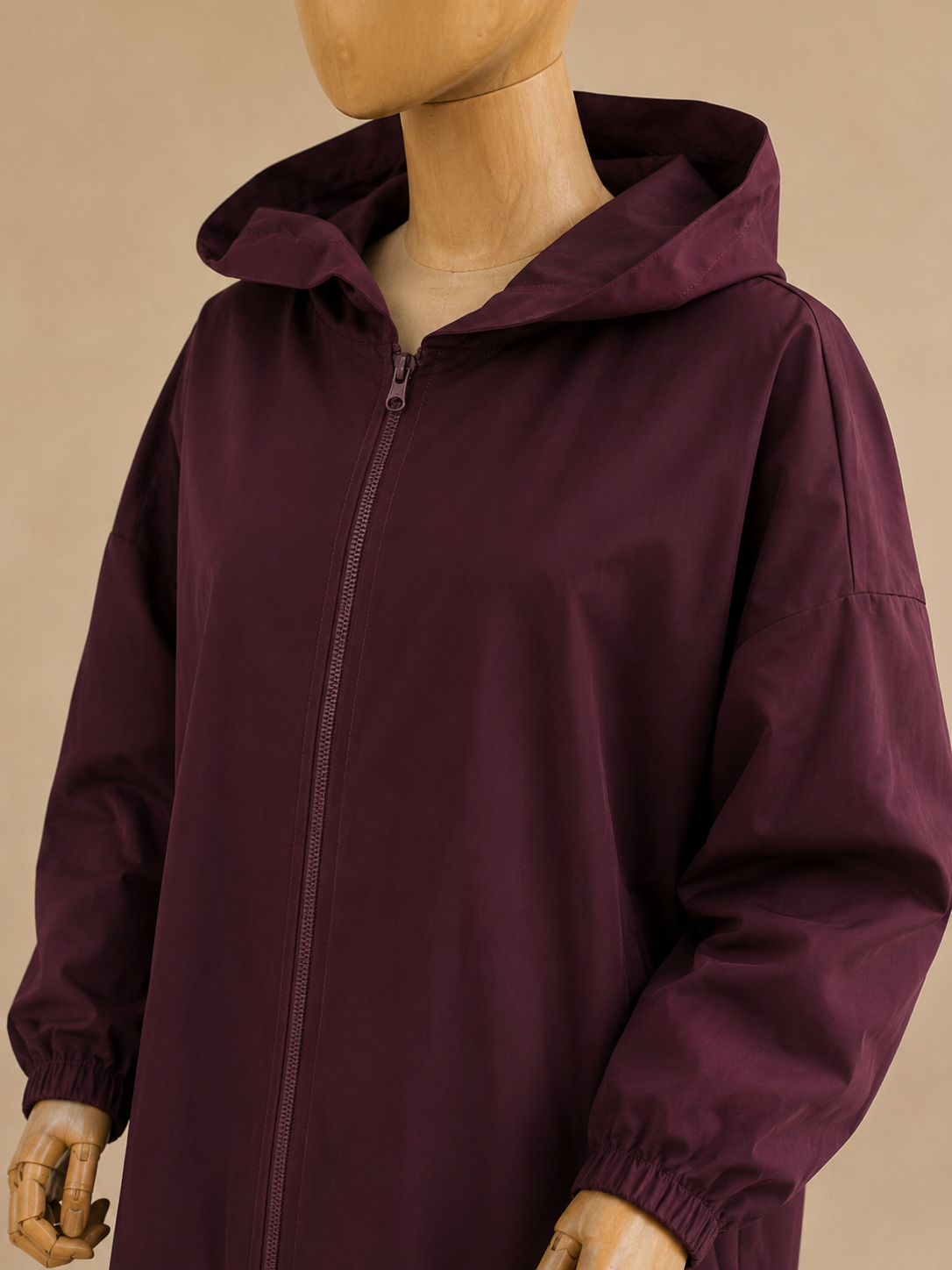 Imperméable long oversize – Bordeaux profond
