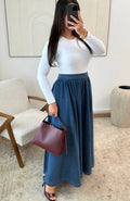 Jupe longue oversize en jean coton - vue face