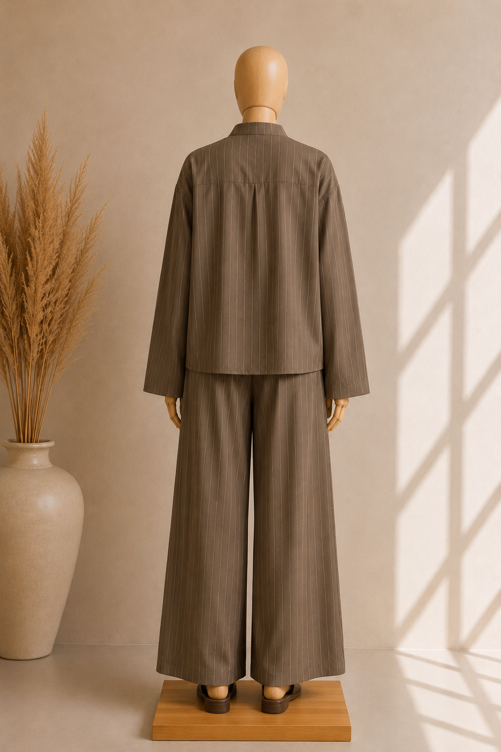 Ensemble Rayé Signature – Chemise Ample & Pantalon Fluide