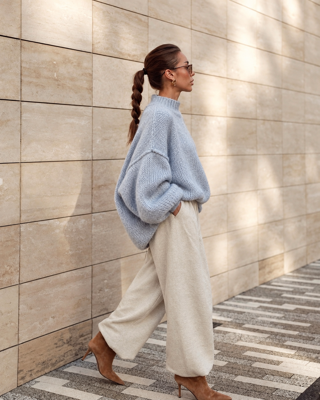 Pull col roulé oversize femme — Laine & Mohair, Made in Italy