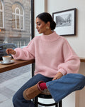 Pull col roulé oversize femme — Laine & Mohair, Made in Italy