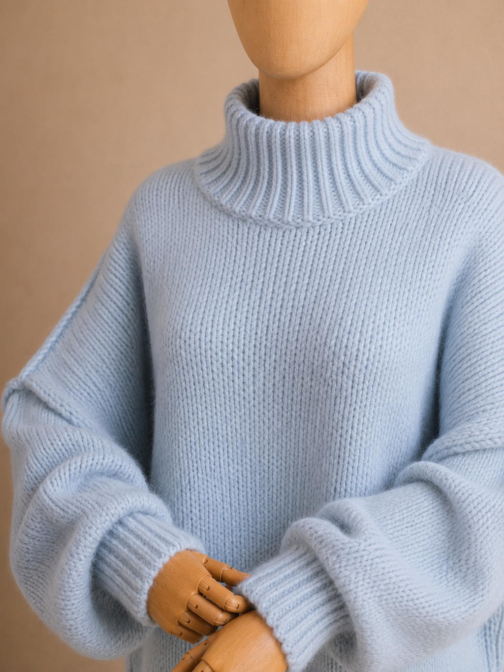 Pull AWA Oversize en Laine — Bleu Ciel & Rose Poudré | Coupe Ample Élégante
