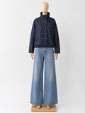 Veste Oversize Bleu Marine à Pois – Élégance Moderne & Confort