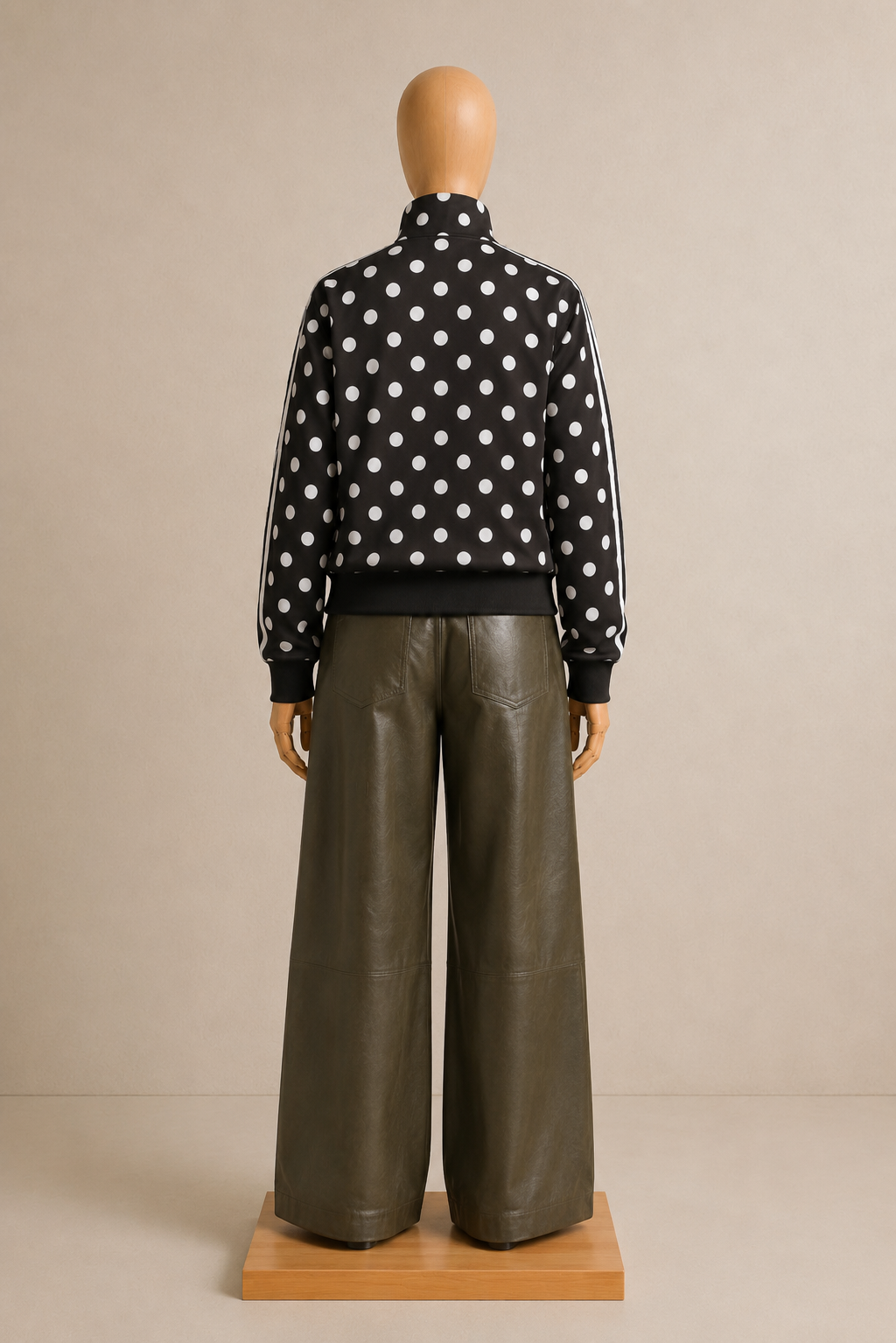 Veste Zippée Oversize à Pois – Élégance Graphique