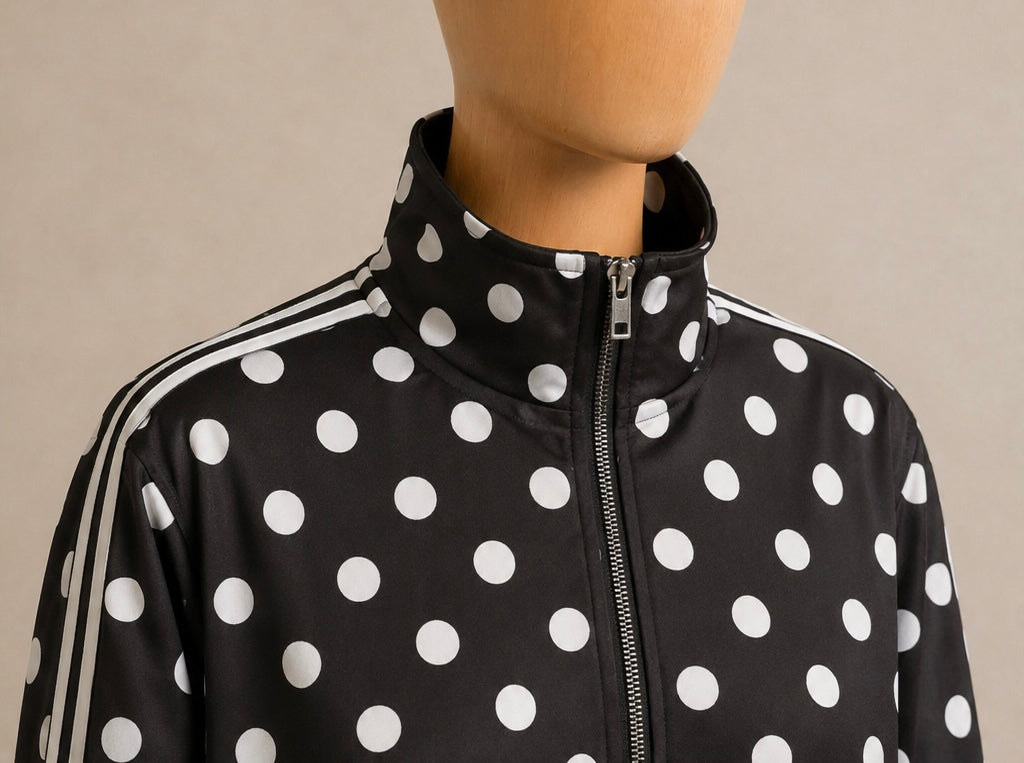 Veste Zippée Oversize à Pois – Élégance Graphique