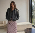 Veste similicuir femme noire oversize — Col modulable, Made in Italy